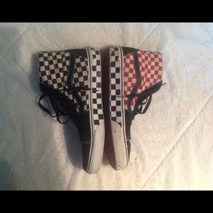 High Top Checkered Old Skool Vans with Four Colors